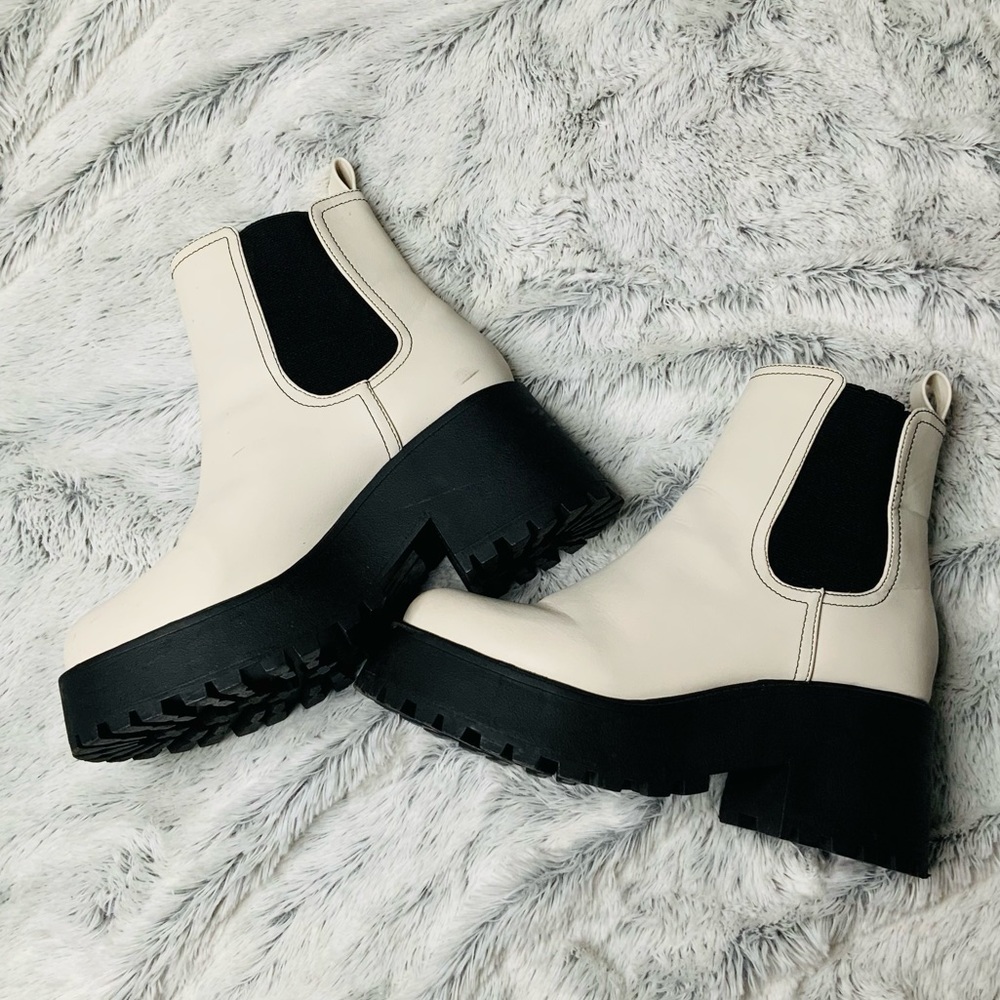 SHEIN Cream and Black Combat Boots